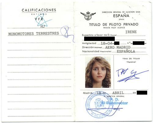 The first pilot license of Irene Zoe Alameda, 19 years