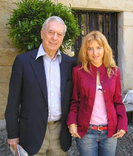 Irene Zoe Alameda with Mario Vargas Llosa during Lessons and Teachers Seminary in Santillana del Mar, in June 2008