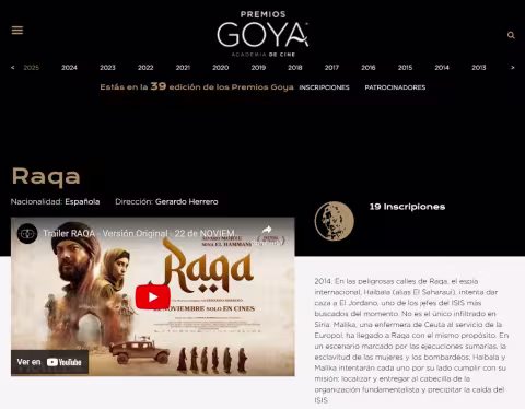 Raqqa nominated for 19 Goya awards