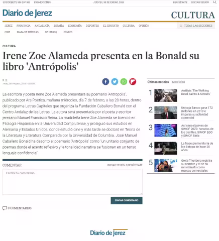 Irene Zoe Alameda presents her book 'Antrópolis' at the Bonald