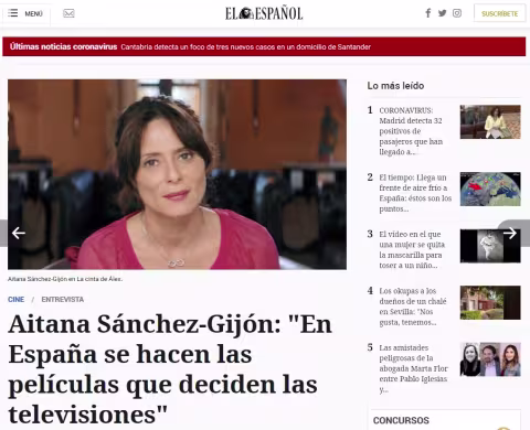 Aitana Sánchez-Gijón: 'In Spain, the televisions decide which films are made'