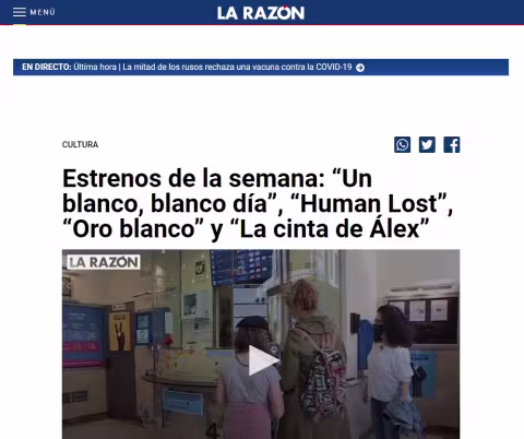 Premieres of the week: "Un blanco, blanco día", "Human Lost", "Oro blanco" and "Alex's Strip"