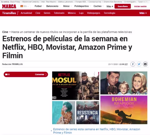 Movie releases of the week on Netflix, HBO, Movistar, Amazon Prime and Filmin