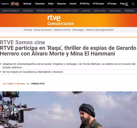 RTVE participates in 'Raqa', spy thriller by Gerardo Herrero starring Álvaro Morte and Mina El Hammani