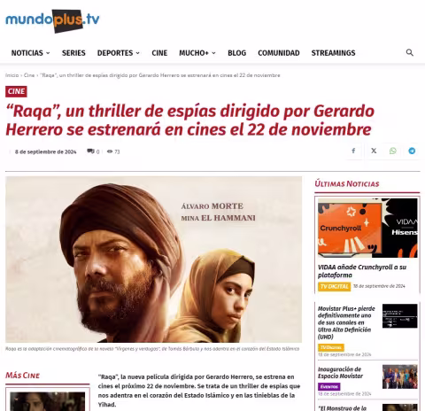 “Raqa”, a spy thriller directed by Gerardo Herrero, will be released in theaters on November 22