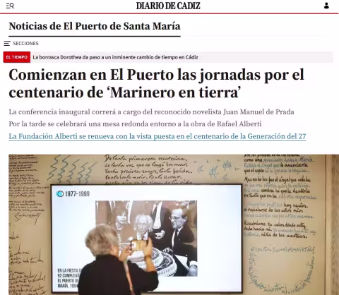The centenary of ‘Marinero en tierra’ events begin in El Puerto